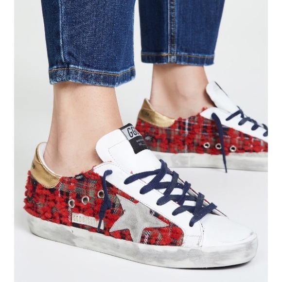 Golden Goose Superstar Red Blue Green Plaid 36 NIB - Picture 2 of 8